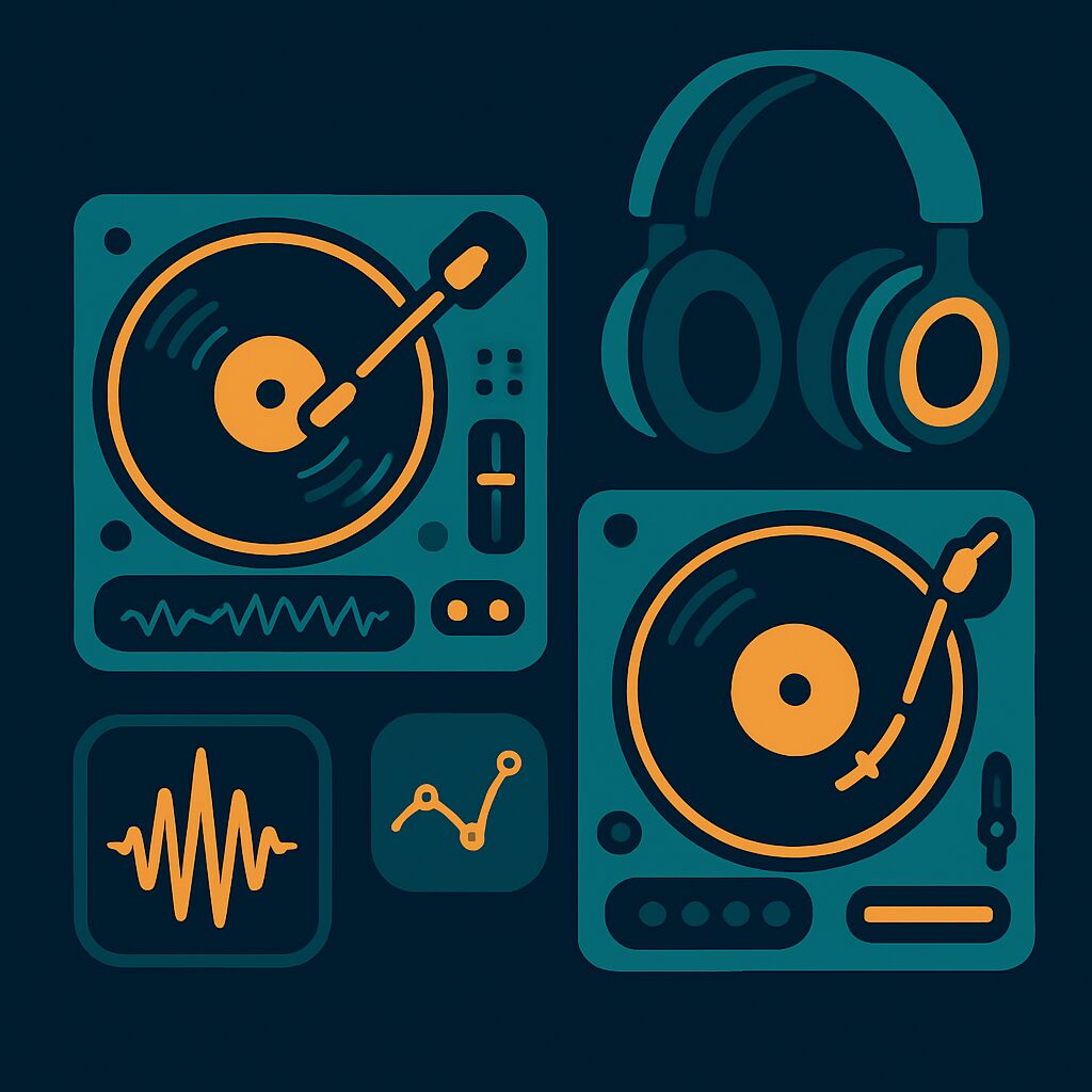 Outils IA DJ platines et casque